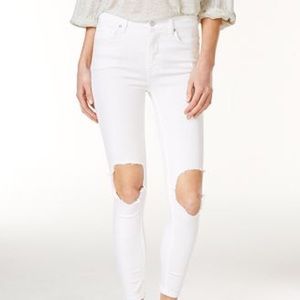 FREE PEOPLE distressed white skinny jeans